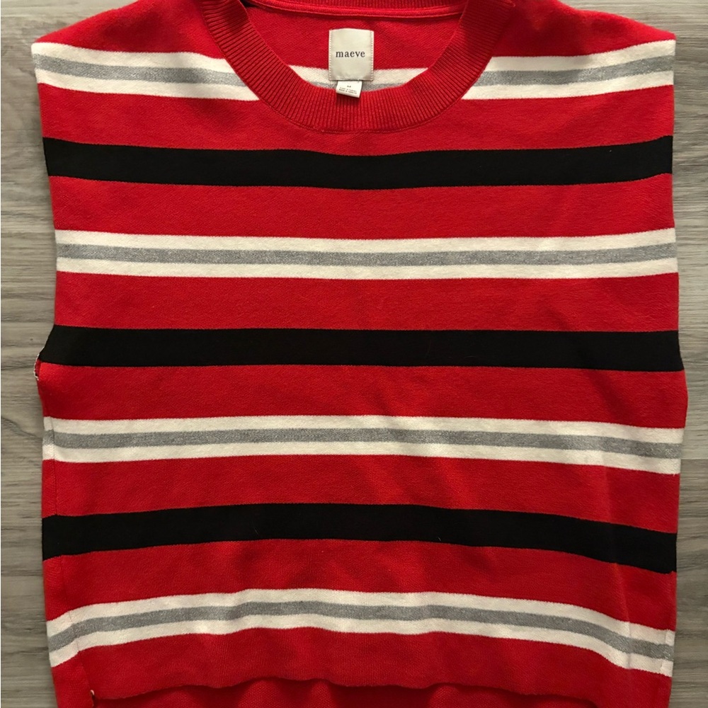 Maeve Women's Red Striped Crewneck Sweater